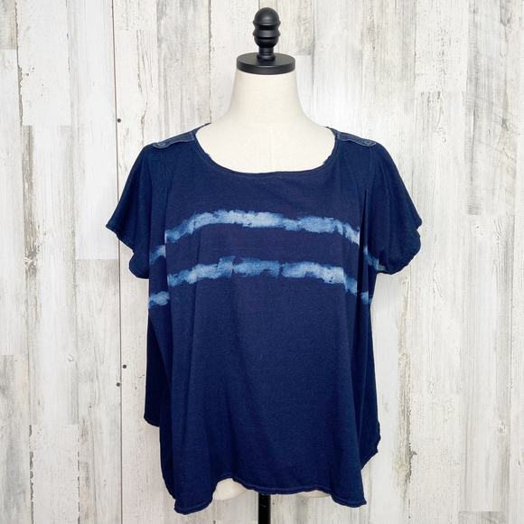 LEVI'S Oversized Tie Dye Top Blue Raw Hem Flowy Boxy Slouchy Boho Beach Size XL - Picture 1 of 10